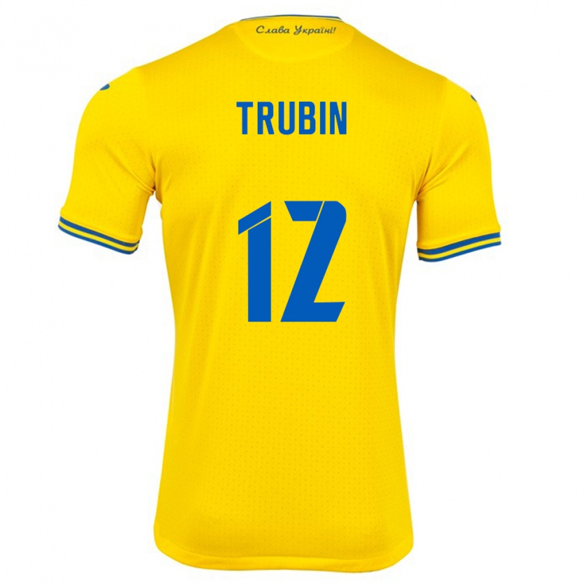 Kinderen Oekraïne Anatoliy Trubin #12 Geel Thuisshirt Thuistenue 24-26 T-Shirt België