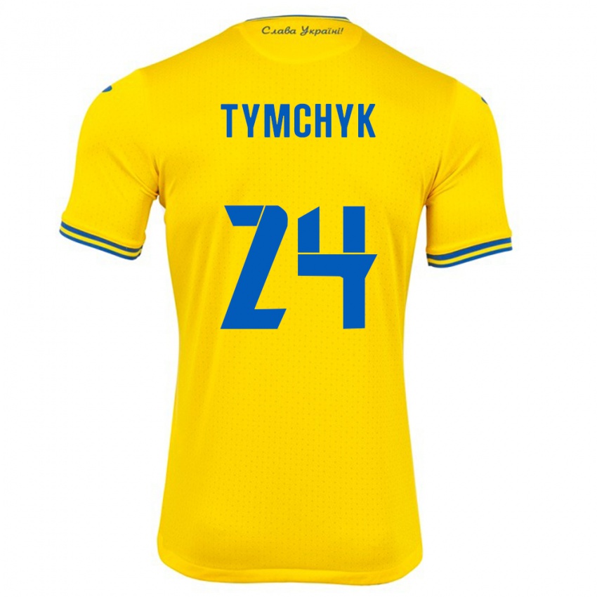 Kinderen Oekraïne Oleksandr Tymchyk #24 Geel Thuisshirt Thuistenue 24-26 T-Shirt België