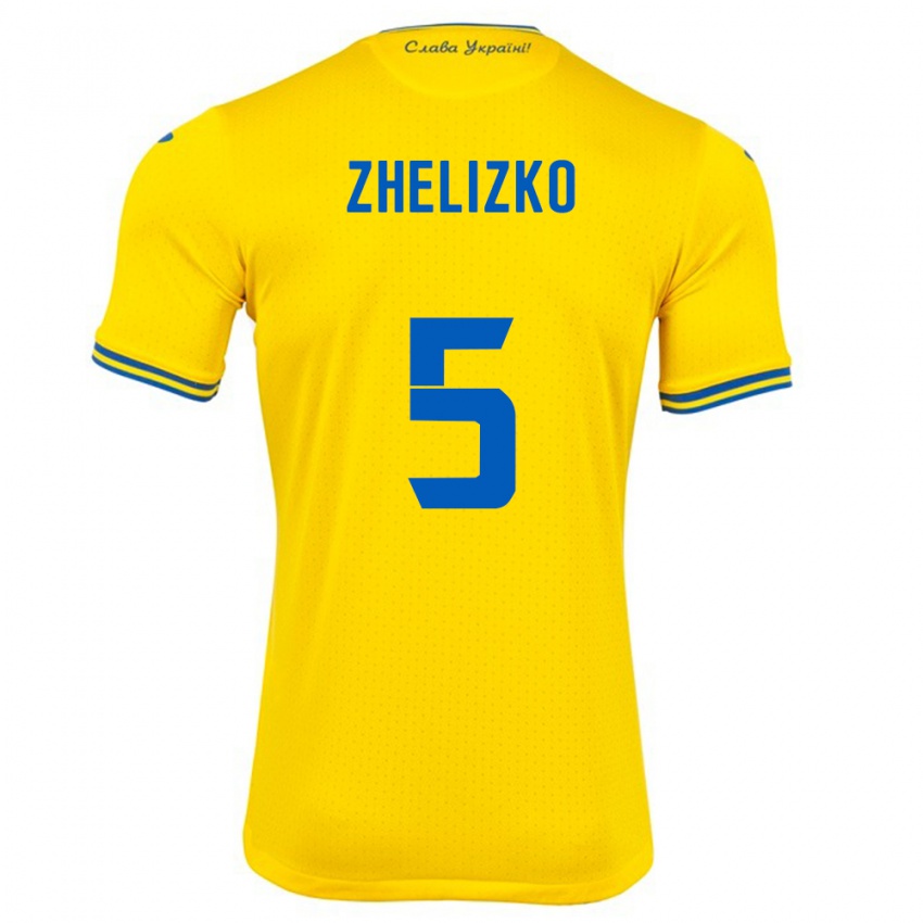 Enfant Maillot Ukraine Ivan Zhelizko #5 Jaune Tenues Domicile 24-26 T-Shirt Belgique