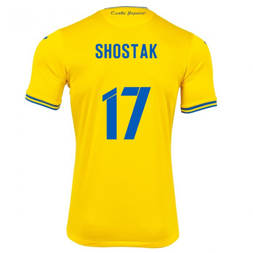 Kinderen Oekraïne Denys Shostak #17 Geel Thuisshirt Thuistenue 24-26 T-Shirt België