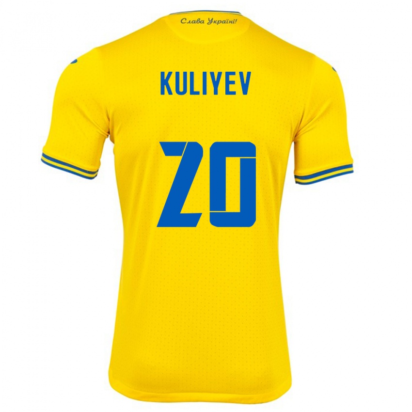 Kinder Ukraine Eldar Kuliyev #20 Gelb Heimtrikot Trikot 24-26 T-Shirt Belgien