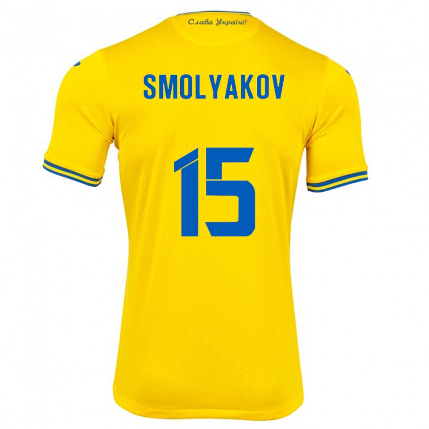 Kinderen Oekraïne Artem Smolyakov #15 Geel Thuisshirt Thuistenue 24-26 T-Shirt België