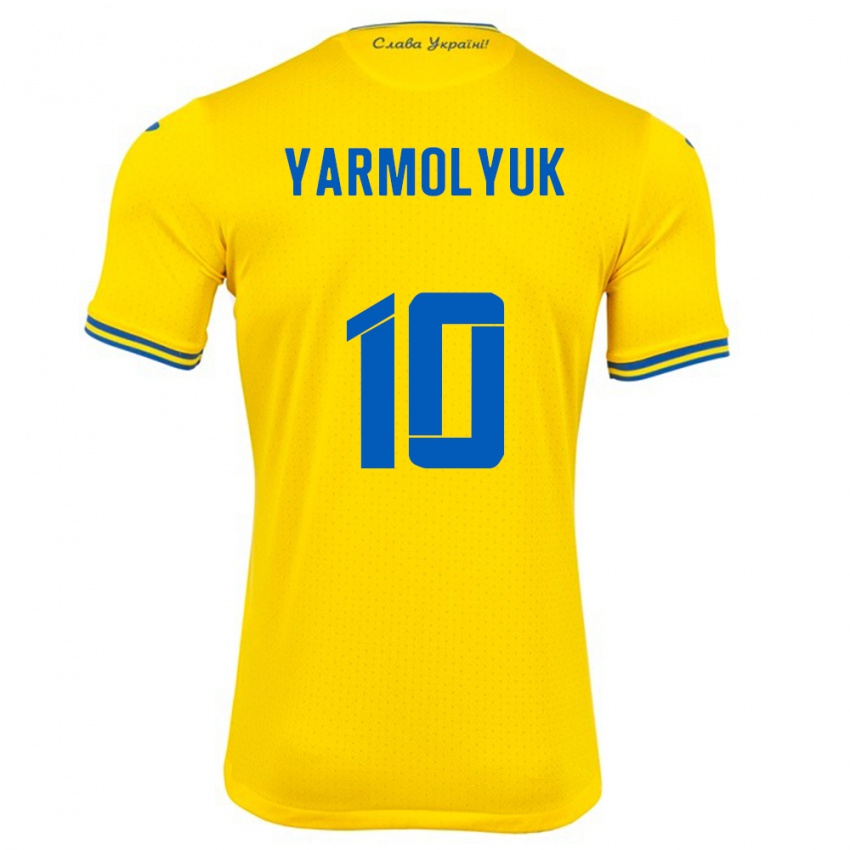 Kinder Ukraine Yegor Yarmolyuk #10 Gelb Heimtrikot Trikot 24-26 T-Shirt Belgien