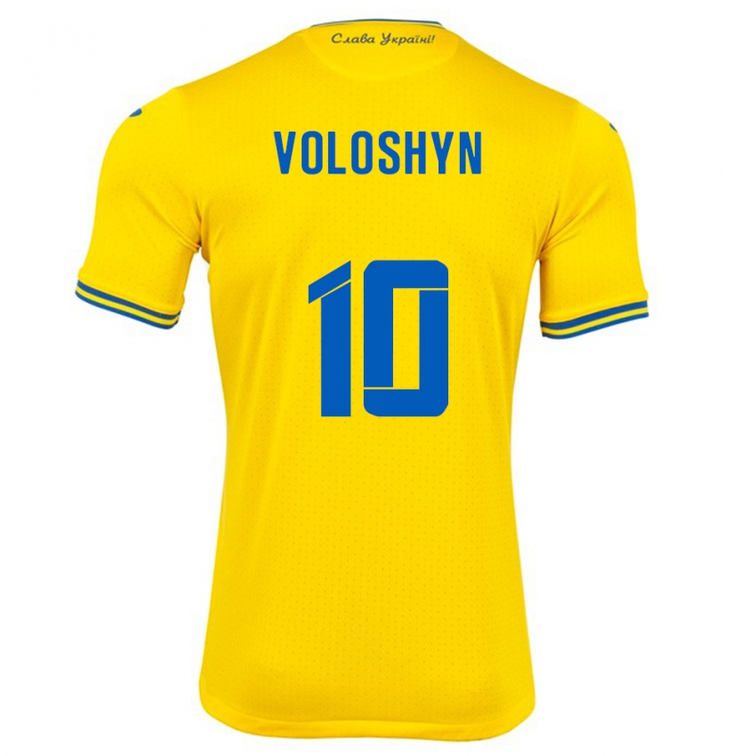 Kinder Ukraine Nazar Voloshyn #10 Gelb Heimtrikot Trikot 24-26 T-Shirt Belgien