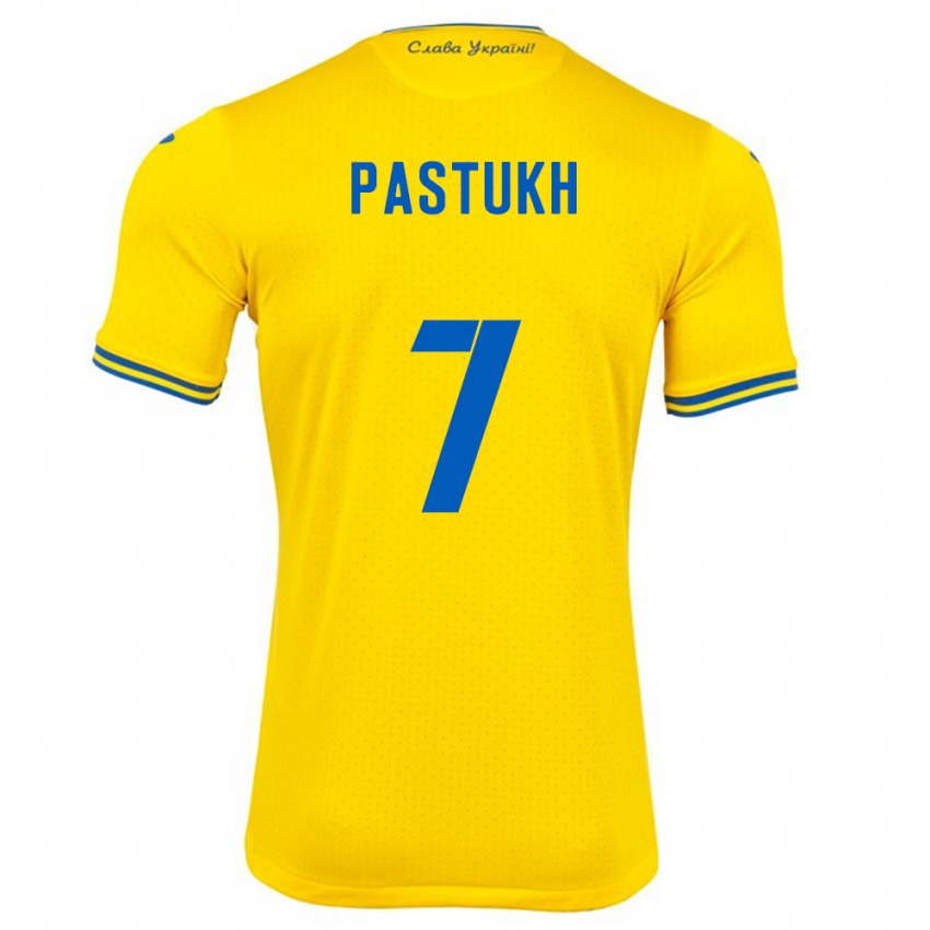 Kinder Ukraine Yevgeniy Pastukh #7 Gelb Heimtrikot Trikot 24-26 T-Shirt Belgien