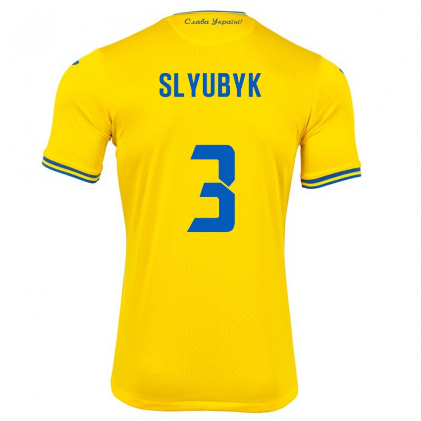 Kinder Ukraine Bogdan Slyubyk #3 Gelb Heimtrikot Trikot 24-26 T-Shirt Belgien