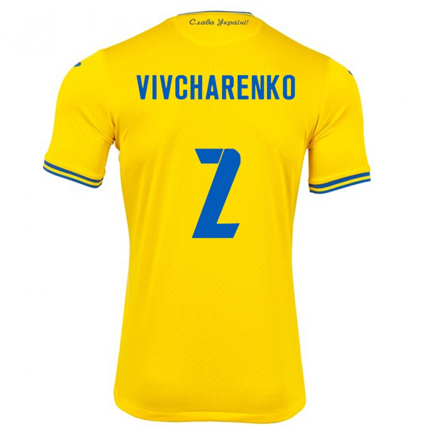 Kinder Ukraine Kostyantyn Vivcharenko #2 Gelb Heimtrikot Trikot 24-26 T-Shirt Belgien