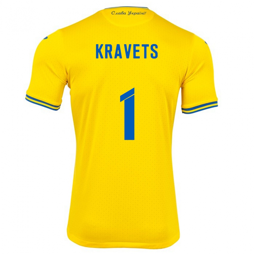 Kinderen Oekraïne Vladyslav Kravets #1 Geel Thuisshirt Thuistenue 24-26 T-Shirt België