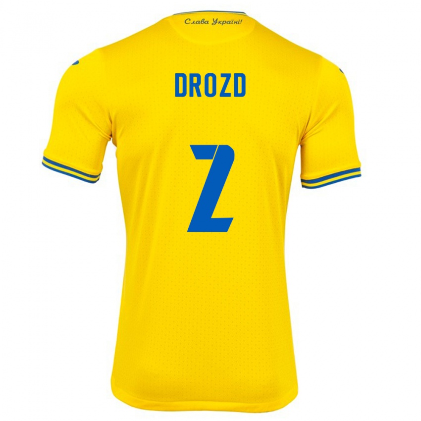 Kinder Ukraine Anton Drozd #2 Gelb Heimtrikot Trikot 24-26 T-Shirt Belgien