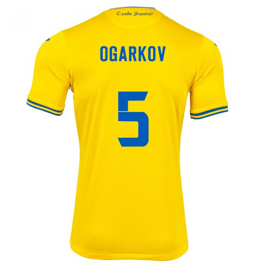 Kinder Ukraine Mykola Ogarkov #5 Gelb Heimtrikot Trikot 24-26 T-Shirt Belgien