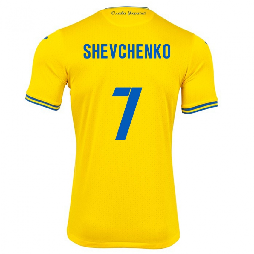 Kinder Ukraine Kristian Shevchenko #7 Gelb Heimtrikot Trikot 24-26 T-Shirt Belgien