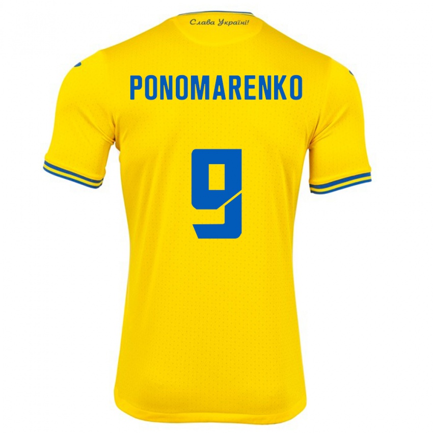 Kinder Ukraine Matviy Ponomarenko #9 Gelb Heimtrikot Trikot 24-26 T-Shirt Belgien