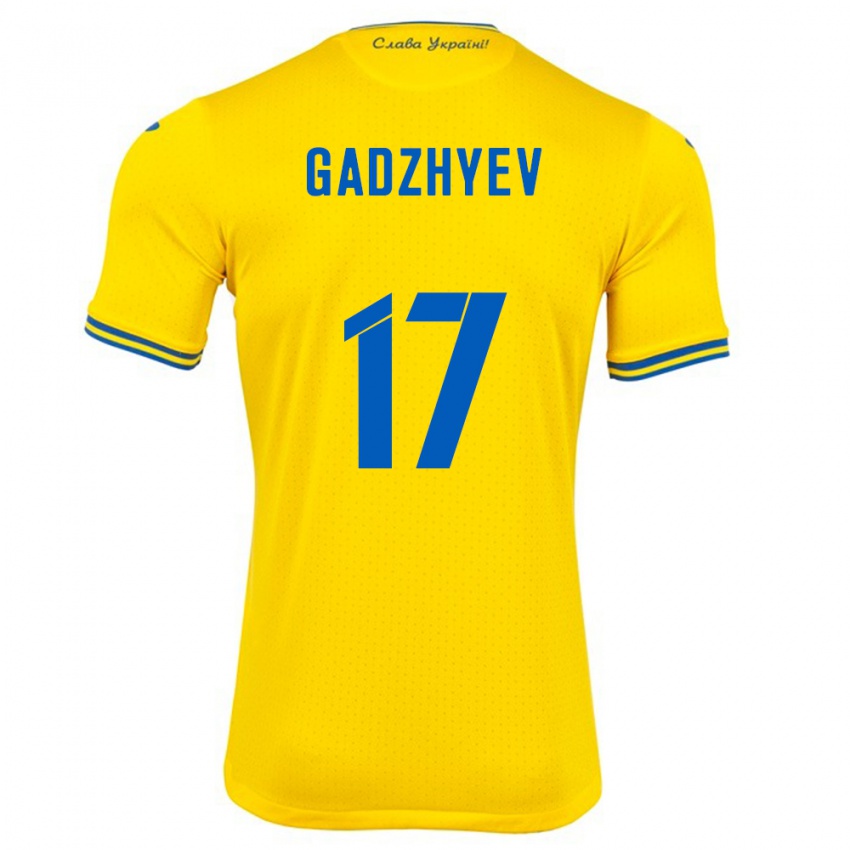 Kinder Ukraine Ramik Gadzhyev #17 Gelb Heimtrikot Trikot 24-26 T-Shirt Belgien