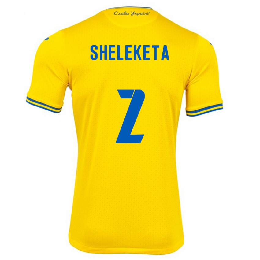 Kinder Ukraine Mykyta Sheleketa #2 Gelb Heimtrikot Trikot 24-26 T-Shirt Belgien