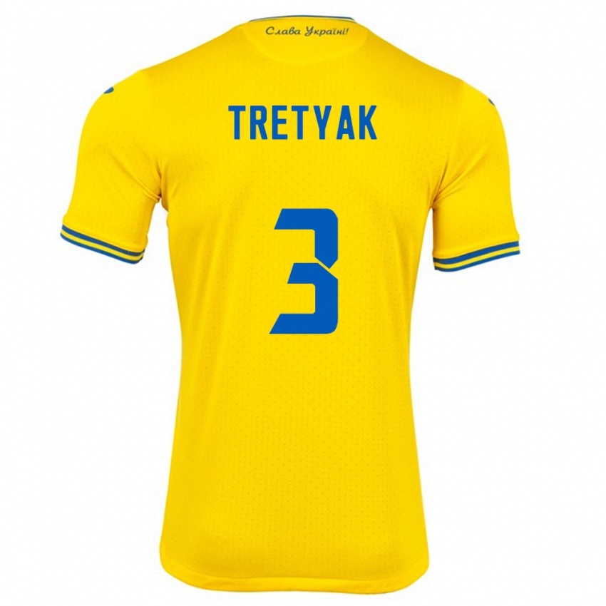 Kinderen Oekraïne Demyan Tretyak #3 Geel Thuisshirt Thuistenue 24-26 T-Shirt België