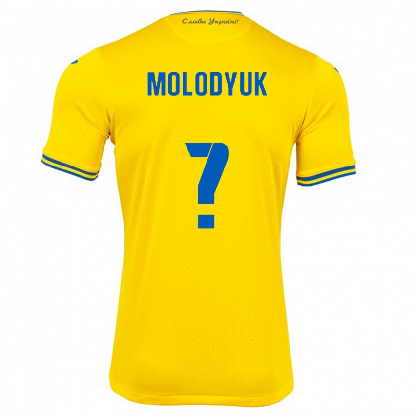 Kinder Ukraine Yelyzaveta Molodyuk #0 Gelb Heimtrikot Trikot 24-26 T-Shirt Belgien