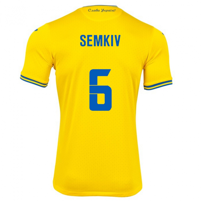 Kinderen Oekraïne Dayana Semkiv #6 Geel Thuisshirt Thuistenue 24-26 T-Shirt België