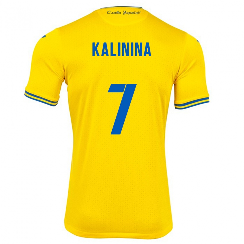 Kinder Ukraine Yana Kalinina #7 Gelb Heimtrikot Trikot 24-26 T-Shirt Belgien