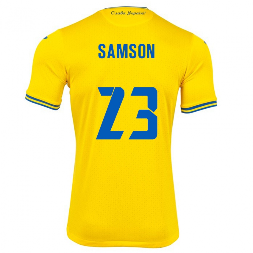 Kinderen Oekraïne Kateryna Samson #23 Geel Thuisshirt Thuistenue 24-26 T-Shirt België