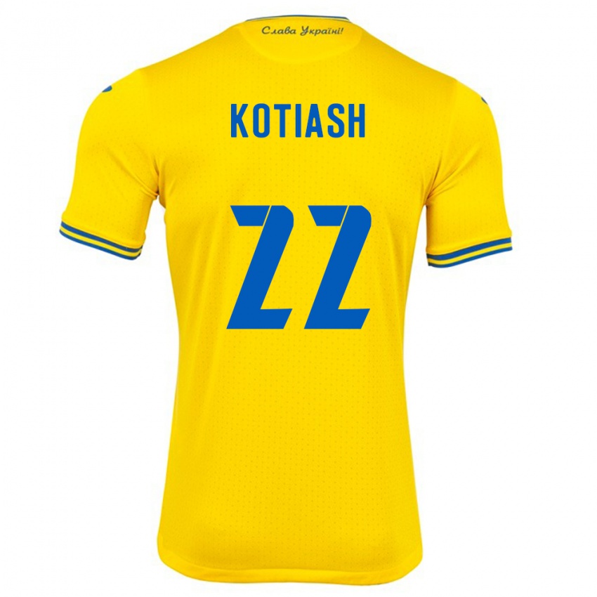 Kinder Ukraine Iryna Kotiash #22 Gelb Heimtrikot Trikot 24-26 T-Shirt Belgien