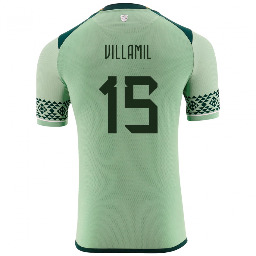 Enfant Maillot Bolivie Gabriel Villamíl #15 Vert Clair Tenues Domicile 24-26 T-Shirt Belgique