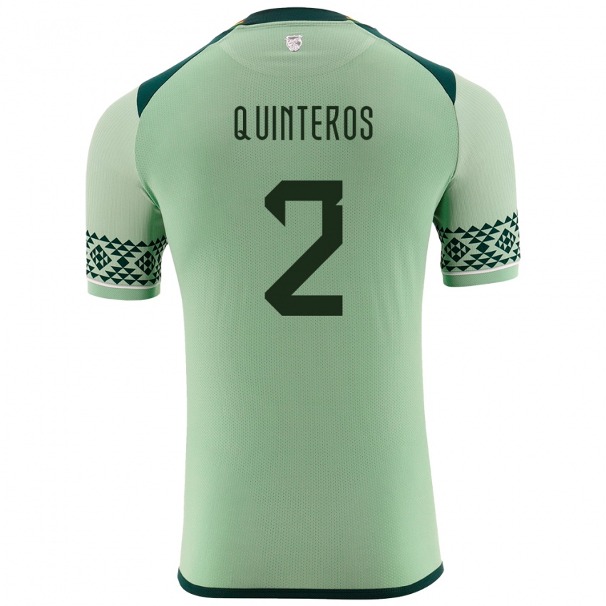 Enfant Maillot Bolivie Jairo Quinteros #2 Vert Clair Tenues Domicile 24-26 T-Shirt Belgique