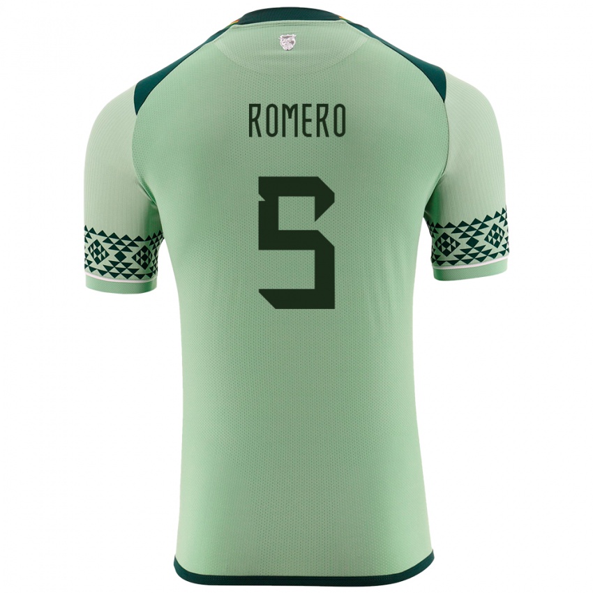 Enfant Maillot Bolivie César Romero #5 Vert Clair Tenues Domicile 24-26 T-Shirt Belgique