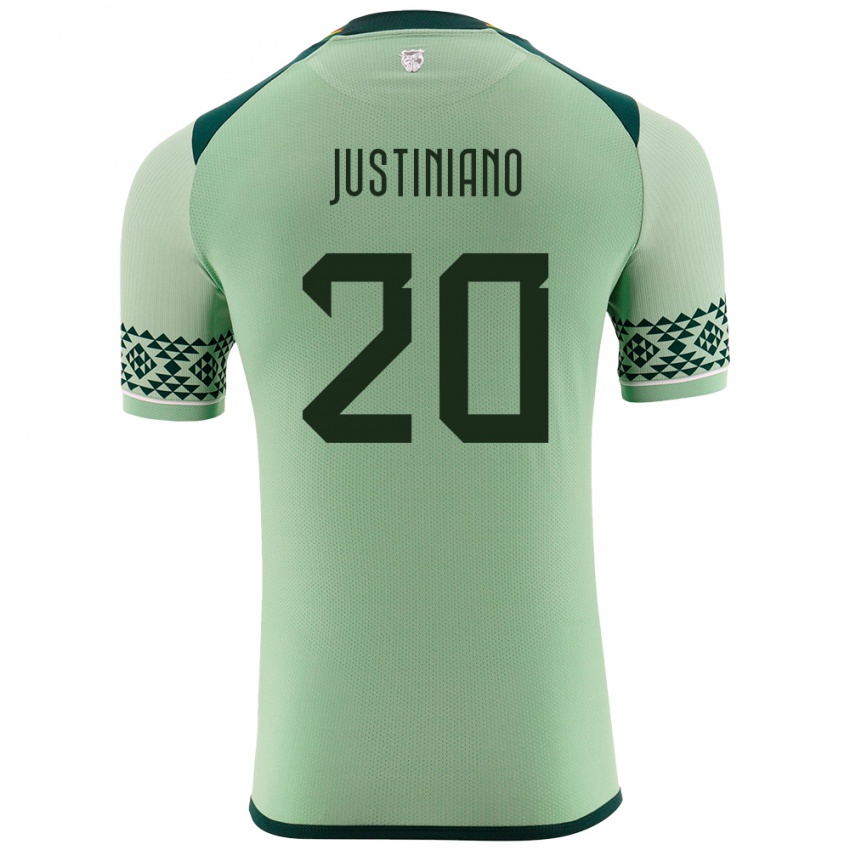 Kinder Bolivien Leonardo Justiniano #20 Hellgrün Heimtrikot Trikot 24-26 T-Shirt Belgien