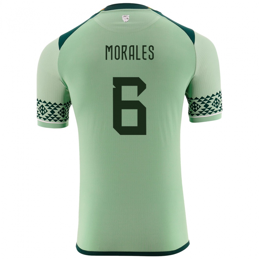 Enfant Maillot Bolivie Efraín Morales #6 Vert Clair Tenues Domicile 24-26 T-Shirt Belgique