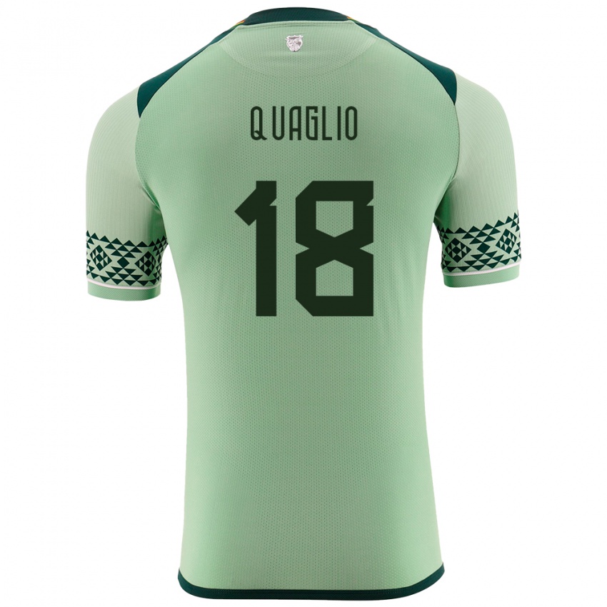 Enfant Maillot Bolivie Fabricio Quaglio #18 Vert Clair Tenues Domicile 24-26 T-Shirt Belgique