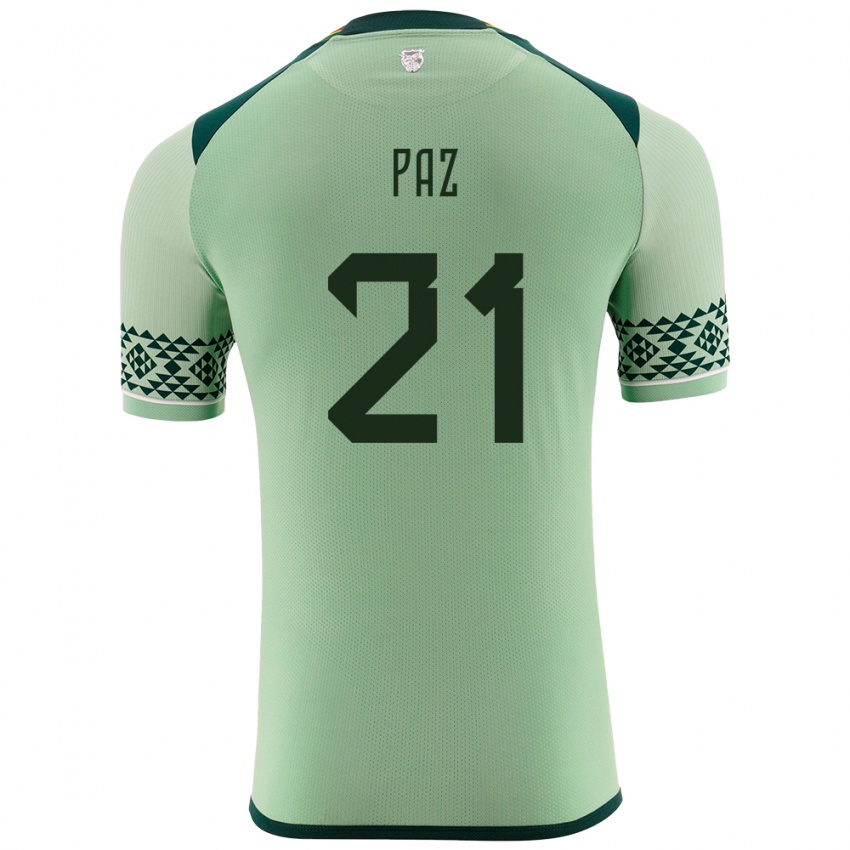 Kinder Bolivien Luis Paz #21 Hellgrün Heimtrikot Trikot 24-26 T-Shirt Belgien