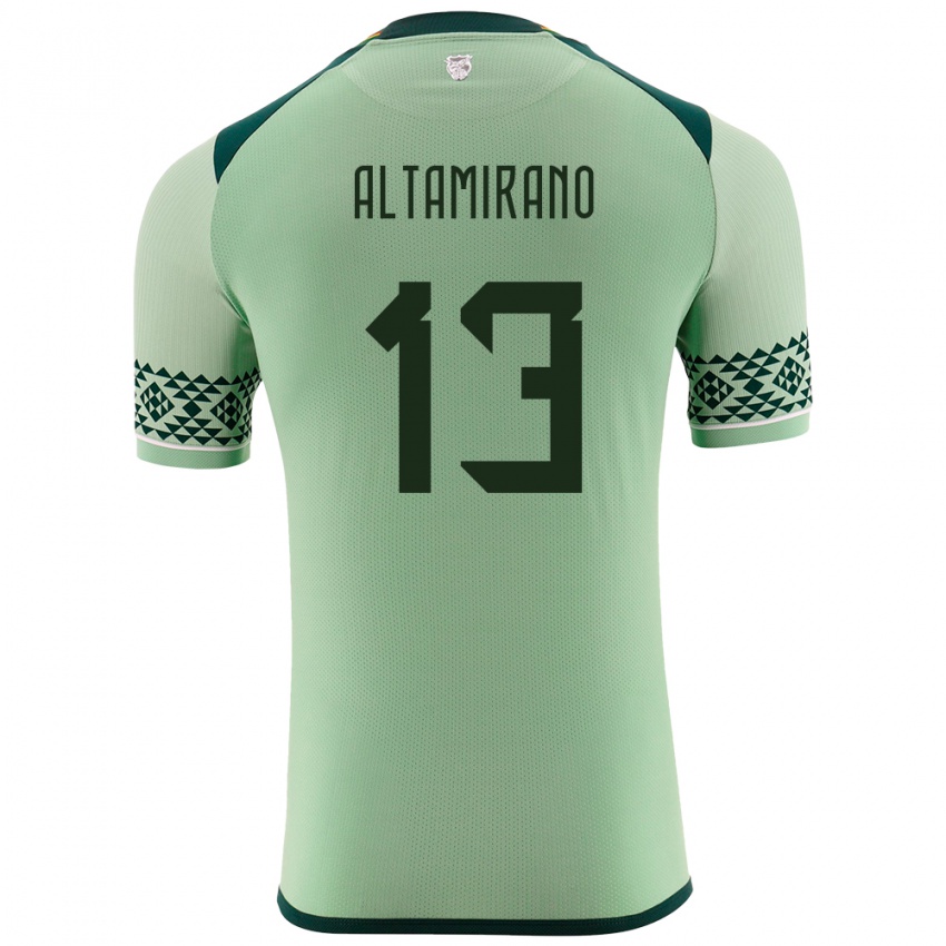 Kinder Bolivien Sebastian Altamirano #13 Hellgrün Heimtrikot Trikot 24-26 T-Shirt Belgien