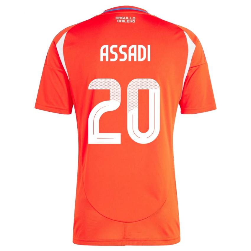 Kinder Chile Lucas Assadi #20 Rot Heimtrikot Trikot 24-26 T-Shirt Belgien