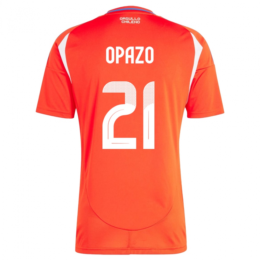 Kinder Chile Diego Opazo #21 Rot Heimtrikot Trikot 24-26 T-Shirt Belgien