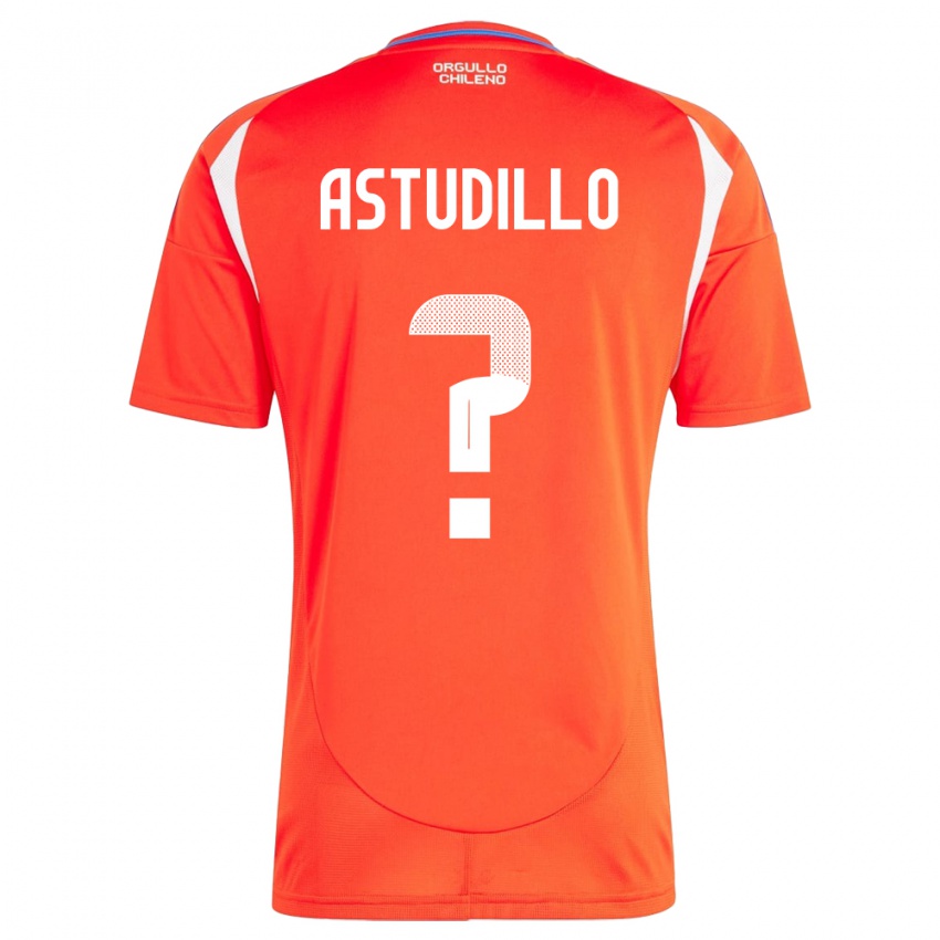 Kinder Chile Jerall Astudillo #0 Rot Heimtrikot Trikot 24-26 T-Shirt Belgien