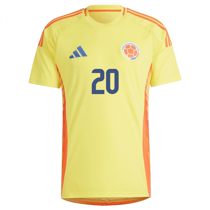 Kinderen Colombia Gabriela Huertas #20 Geel Thuisshirt Thuistenue 24-26 T-Shirt België