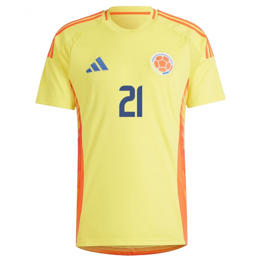 Kinderen Colombia Ingrid Vidal #21 Geel Thuisshirt Thuistenue 24-26 T-Shirt België