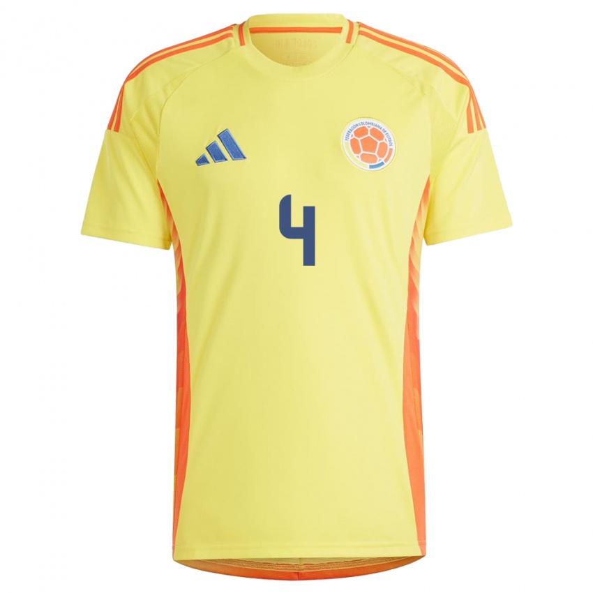 Kinder Kolumbien Diana Ospina #4 Gelb Heimtrikot Trikot 24-26 T-Shirt Belgien