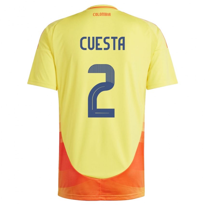 Kinderen Colombia Carlos Cuesta #2 Geel Thuisshirt Thuistenue 24-26 T-Shirt België