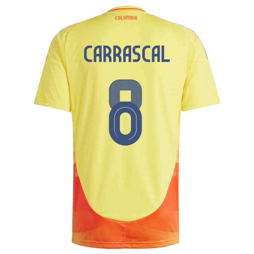 Kinderen Colombia Jorge Carrascal #8 Geel Thuisshirt Thuistenue 24-26 T-Shirt België