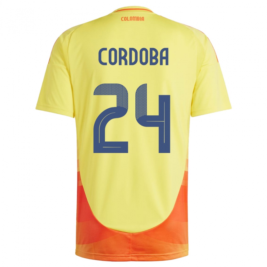 Kinder Kolumbien Jhon Córdoba #24 Gelb Heimtrikot Trikot 24-26 T-Shirt Belgien