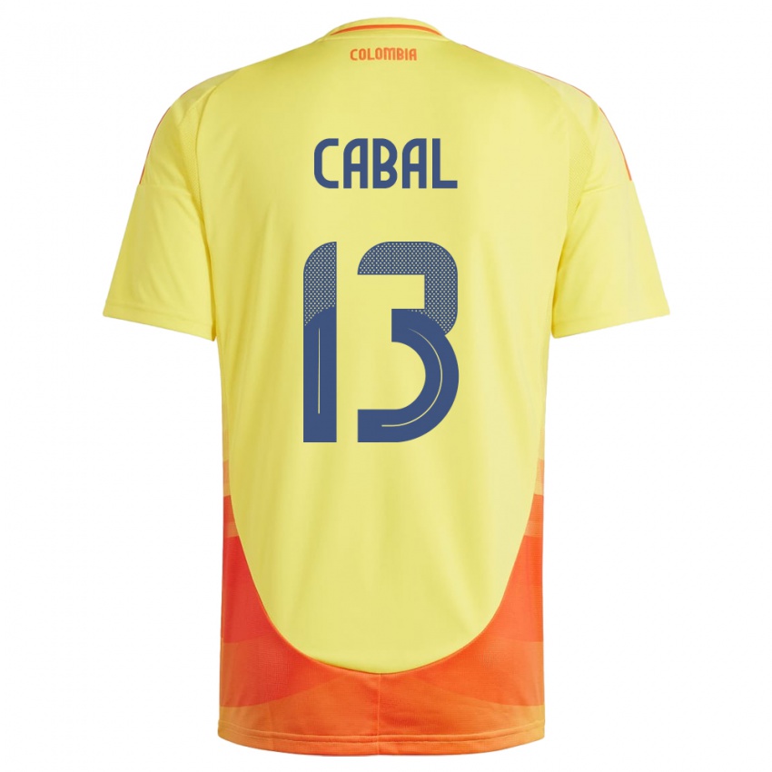 Kinder Kolumbien Juan Cabal #13 Gelb Heimtrikot Trikot 24-26 T-Shirt Belgien