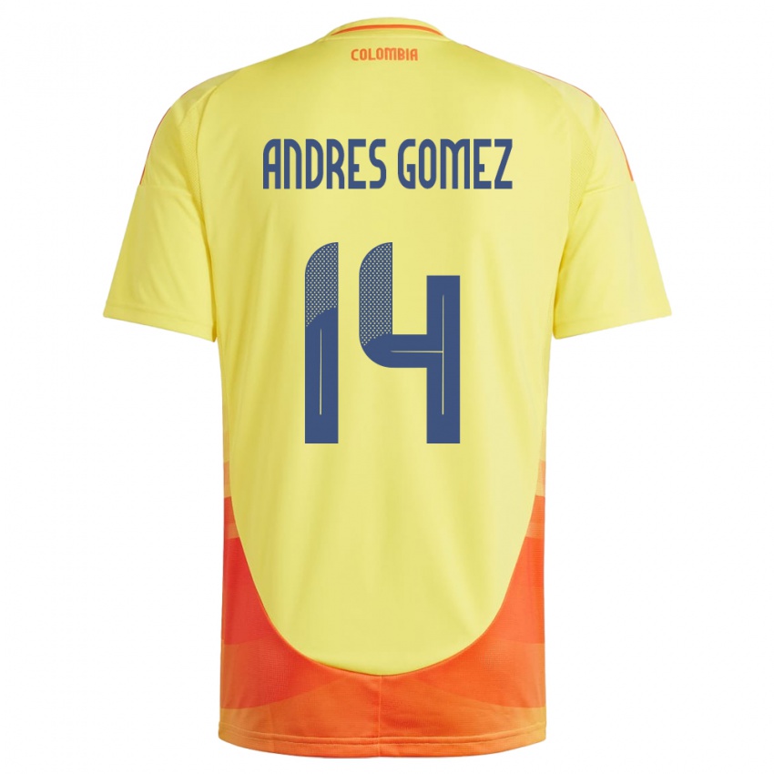 Kinderen Colombia Carlos Andrés Gómez #14 Geel Thuisshirt Thuistenue 24-26 T-Shirt België