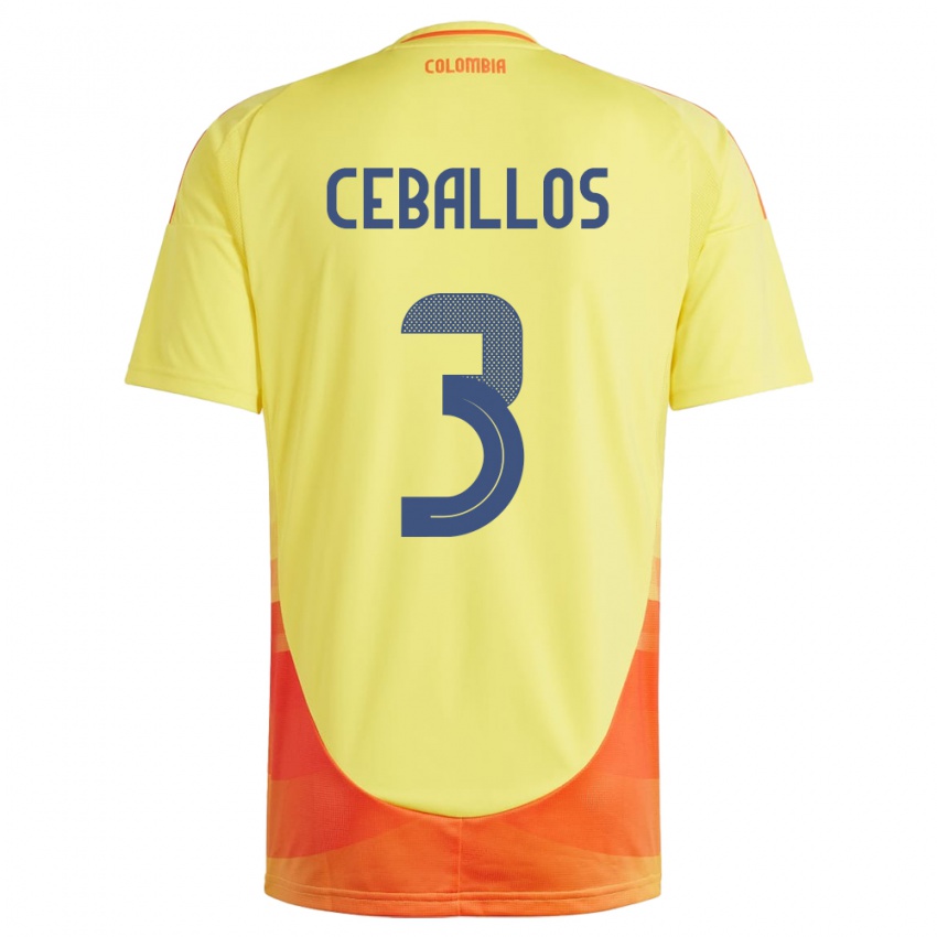 Kinder Kolumbien Brayan Ceballos #3 Gelb Heimtrikot Trikot 24-26 T-Shirt Belgien