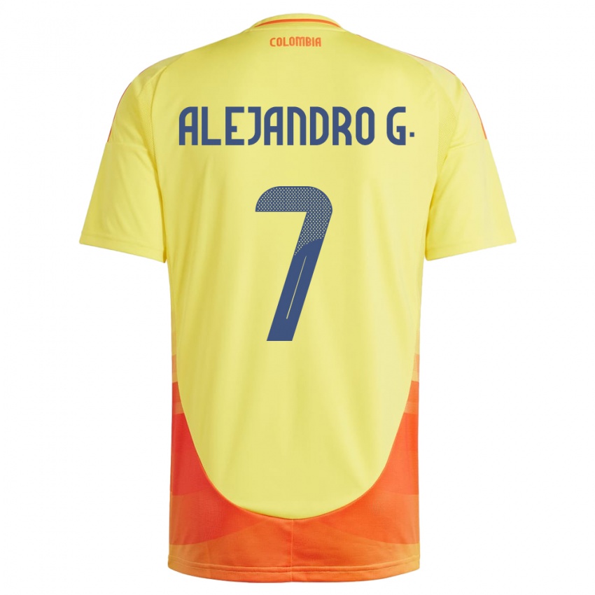 Kinderen Colombia Alejandro García #7 Geel Thuisshirt Thuistenue 24-26 T-Shirt België