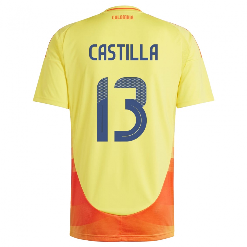 Enfant Maillot Colombie Juan Castilla #13 Jaune Tenues Domicile 24-26 T-Shirt Belgique