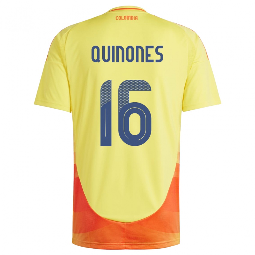 Kinderen Colombia Nelson Quiñónes #16 Geel Thuisshirt Thuistenue 24-26 T-Shirt België