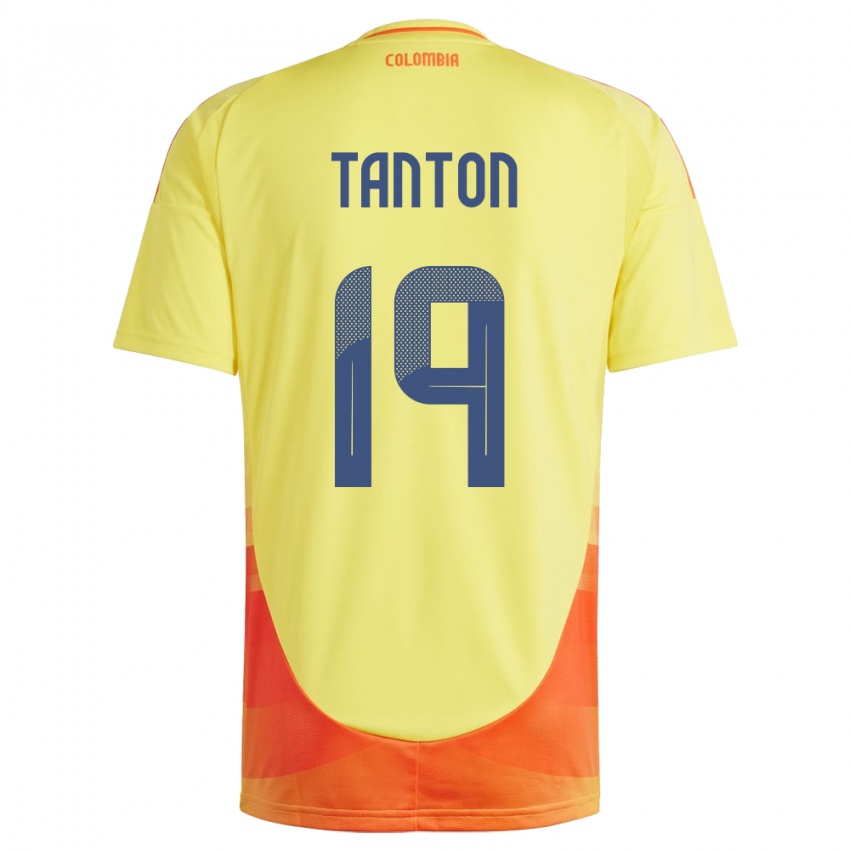 Kinderen Colombia Devan Tanton #19 Geel Thuisshirt Thuistenue 24-26 T-Shirt België