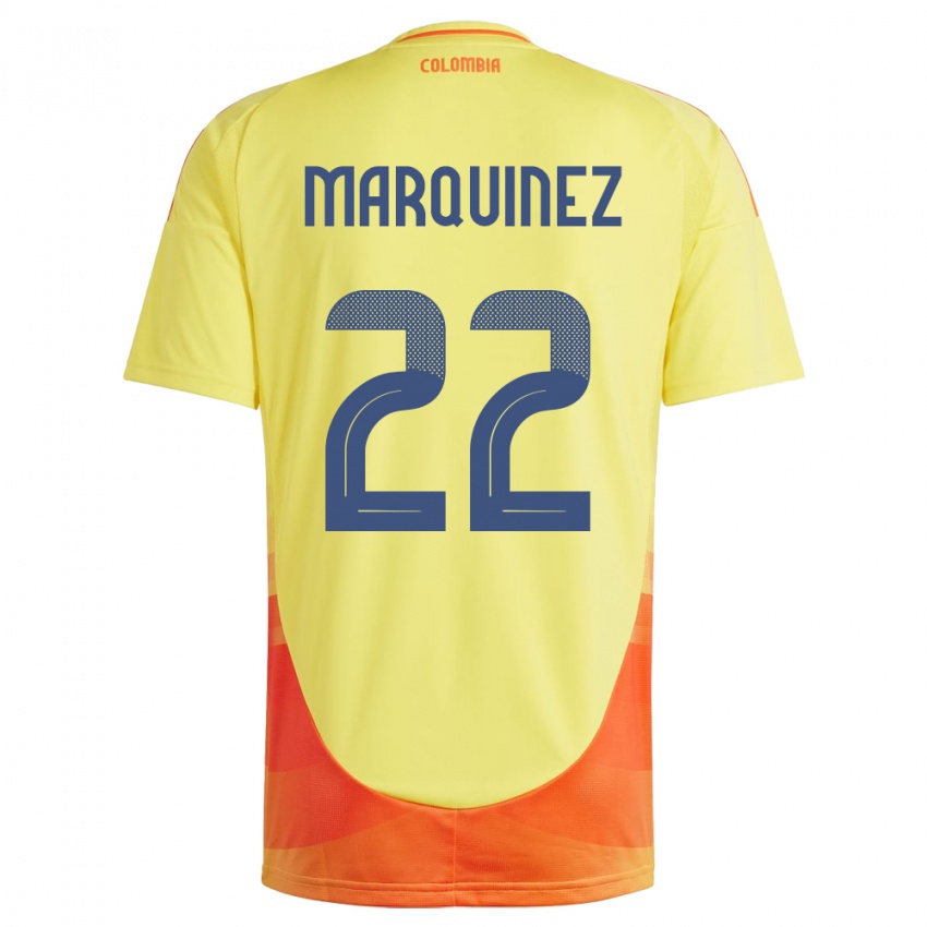 Kinderen Colombia Luis Marquinez #22 Geel Thuisshirt Thuistenue 24-26 T-Shirt België