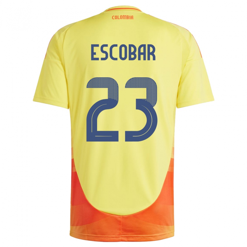 Kinderen Colombia Josen Escobar #23 Geel Thuisshirt Thuistenue 24-26 T-Shirt België